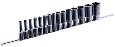 Набір головок довгих Toptul 12 г 1/2" 15 шт. 8 ~ 15, 17, 19, 22, 24, 27, 30, 32 мм (на планці) (GAAQ1607U-12)