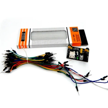 Макетная плата 830 + Комплект перемычек 65 шт + Модуль питания MB102 для Arduino