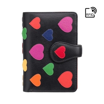 Женский кожаный кошелек Visconti LV4 Crush (Black/Multi Love)