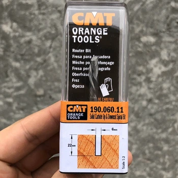 Фреза спиральная плоская компрессионная CMT D6 d6 L60 l22 (190.060.11)