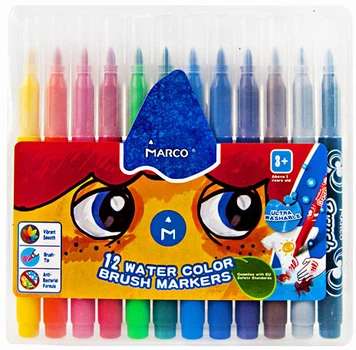 Фломастеры-кисточки Marco Super Washable 12 цветов (1633-12PB)