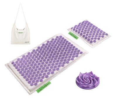 Килимок акупунктурний з валиком 4FIZJO Eco Mat Аплікатор Кузнєцова 68 x 42 см 4FJ0178 White/Purple