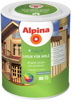 Лазурь Alpina Aqua Lasur Fur Holz шелковисто-матовый 0.75 л Прозрачный (930375)