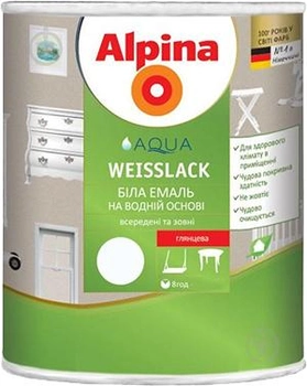 Эмаль Alpina Aqua Weisslack Gl Глянцевая 0.75 л Белая (910898)