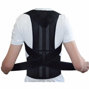 Грудопоперековий корсет коректор правильної постави Back Pain Need Help Чорний для рівної спини від сутулості (SKU_259295)