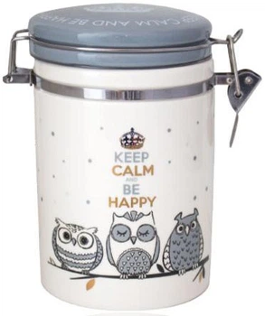 Банка керамічна Be Happy Совушки 1.2л, кришка з клямкою