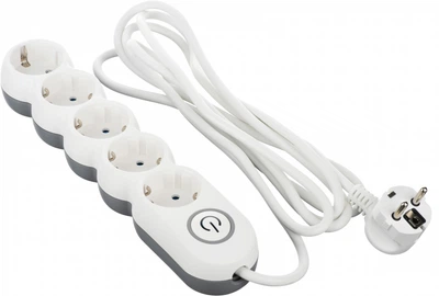 Мережевий подовжувач 2Е Plus на 5 розеток з вимикачем 3Gх1.0 мм 3 м White (2E-U05VESM3W)
