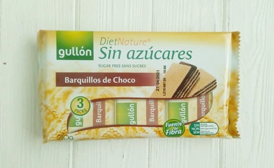 Вафли с шоколадом без сахара Gullon Die Natural Barquillos de Choco 210г (Испания)