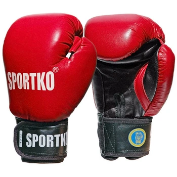 Боксерские перчатки SPORTKO кожаные 12 унций красные