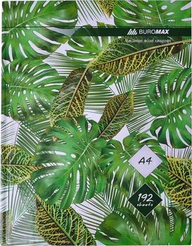 Книга канцелярская Buromax Floristica A4 в клетку 192 листа Зеленая (BM.24419101-04)
