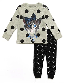Пижама "Котёнок" Phoebe Cat для девочки 110 см Серая с темно-синим 7731