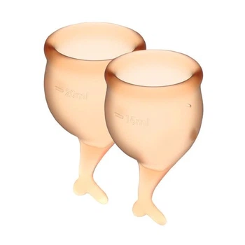 Чаша при месячных с мешочком для хранения оранжевые Satisfyer (Сатисфаер) Feel Secure 15мл и 20мл