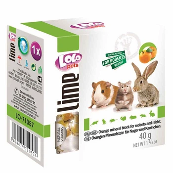 Минеральный камень Lolopets для грызунов и кроликов с апельсином 40 г