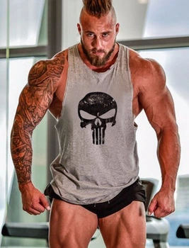 Майка мужская Skull Pink Hero серая 897 2XL