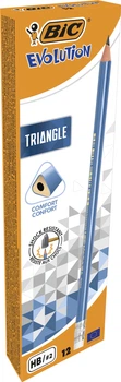 Набір олівців чорнографітних тригранних BIC Evolution Triangle HB з гумкою 12 шт. (3086123538375)