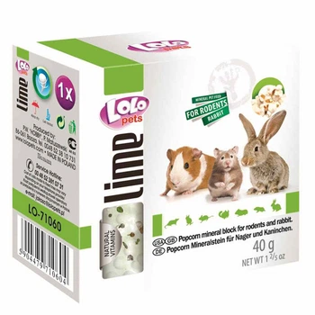 Минеральный камень Lolopets для грызунов и кроликов со вкусом попкорна 40 г