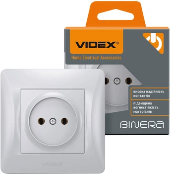 Розетка VIDEX Binera без заземления Серебристая (VF-BNSK1-SS)