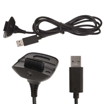 USB кабель для зарядки беспроводного джойстика Xbox 360 черный 1.5 метра