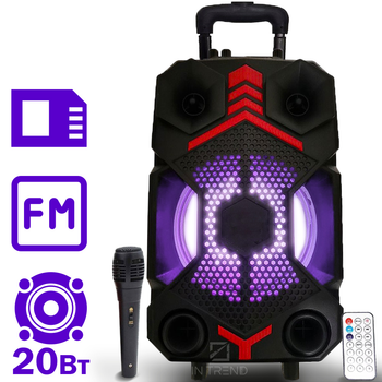 Колонка Column ZQS-8102 Чёрная Беспроводная переносная акустическая система Bluetooth с подсветкой микрофоном AUX пульт Д/У