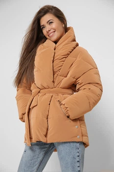 Жіноча куртка з поясом X-Woyz LS-8881-6 M пісочний