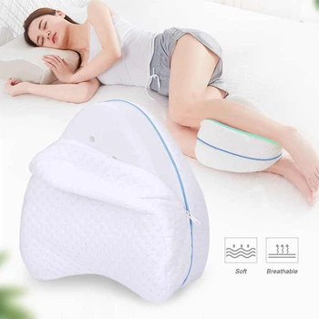 М'яка ортопедична подушка для ніг Contour Leg Pillowсо знімним чохлом Білий 23х23х14,5 см (YU8SH8407)