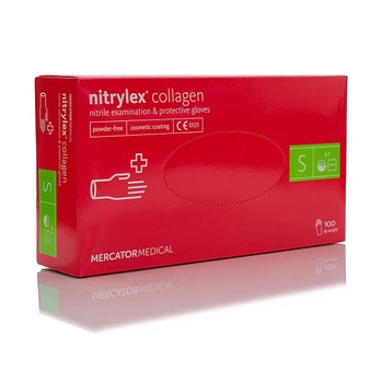 Перчатки нитриловые неопудренные NITRYLEX Collagen р.S, 100 шт