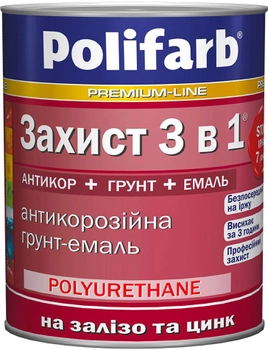 Антикоррозионная грунт-эмаль Polifarb Защита 3в1 0.9 кг Черная (PB-108938)