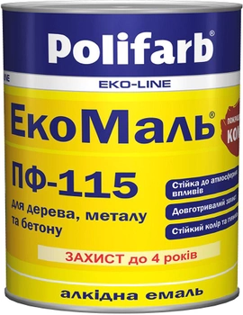 Атмосферостойкая эмаль Polifarb ЭкоМаль ПФ-115 0.9 кг Кремовая (PB-111310)