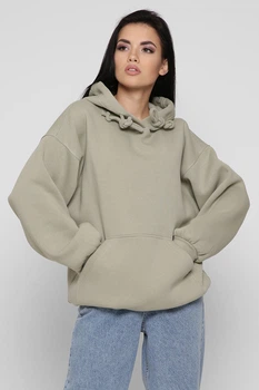 Женский худи oversize на флисе 38734 G&M xp-2759 M Размер цвет Хаки