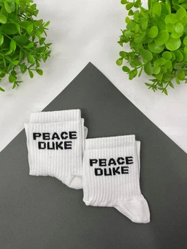 Носки белые с принтом "Peace Duke" One size Rock'n'socks 444-47 (3155)