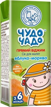 Упаковка сока Чудо-Чадо прямого отжима Яблочно-морковный 0.2 л х 18 шт (4820003680223)