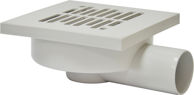 Трап для душу горизонтальний REDI SG15JPP/E225004 з пластиковою решіткою 150х150 мм з випуском 50 мм