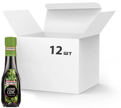 Упаковка соєвого соусу ТОРЧИН зі смаком Часника 190 мл х 12 шт (7613036251150)