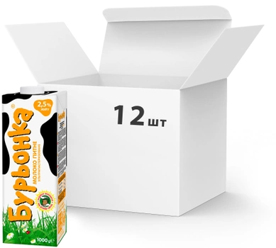 Упаковка молока ультрапастеризованого Бурьонка 2.5% 1000 г х 12 шт. (4820003481110)