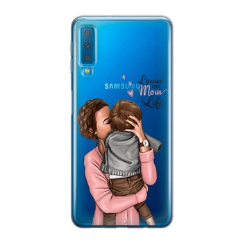 Тонкий cиликоновый чехол Unique Covers на Samsung Galaxy A7 2018 мама с сыном (1986 Galaxy A750)