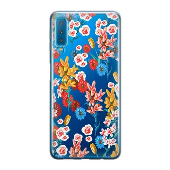 Тонкий cиликоновый чехол Unique Covers на Samsung Galaxy A7 2018 милые цветы (1961 Galaxy A750)