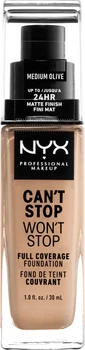 Рідка тональна основа NYX Professional Makeup Can`t Stop Won`t Stop 24-Hour 09 Medium Olive 30 мл (800897157265)