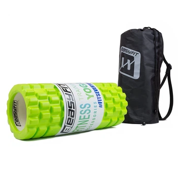Массажный ролик EasyFit Grid Roller EF11 33 см салатовый в чехле (роллер, валик, цилиндр для МФР и йоги, массажер для спины, ног, рук, шеи)