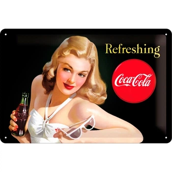 Табличка \"Coca-Cola - Refreshing Lady\" Nostalgic Art (22227)
