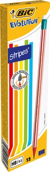 Набір олівців чорнографітних шестигранних BIC Evolution Stripes HB з гумкою 12 шт (3086123278189)