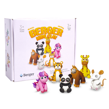 Набір пластиліну Berger Kids Clay Тварини 18 баночок 270 г Різнобарвний (Beasts 01-18) (8596165040194)