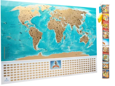Cкретч карта мира с флагами MyMap Flags edition на украинском языке в тубусе, Scratch off map
