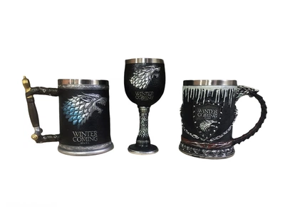 Подарочный набор из двух кружек и бокала Готика 3D Игра Престолов Game Of Thrones Stark Старк 550/600 мл