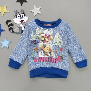 Утепленный свитшот "Собачка" Waaw для девочки 80 см Синий 15685