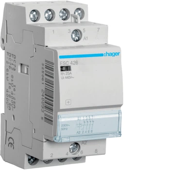 Контактор Hager безшумний 25A, 4НВ, 230B ESC425S