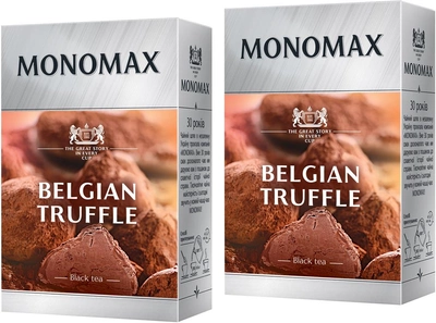 Упаковка чаю чорного цейлонського листового Мономах Belgian Truffle з лапачо, пелюстками квітів і натуральним ароматом трюфель 80 г х 2 шт. (2000006782205)