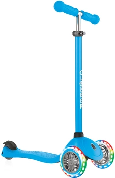 Самокат Globber серии Primo Lights голубой, колеса с подсветкой до 50 кг 3+ (423-101-3)