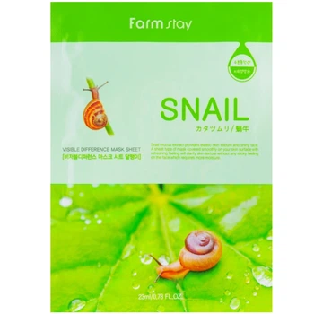 Увлажняющая маска для лица с муцином улитки FarmStay Visible Difference Mask Sheet Snail 23 мл (8809446651935)