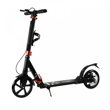 Детский двухколесный самокат Scale Sports SS-04 с ручным дисковым тормозом и передним и задним амортизатором, Черный