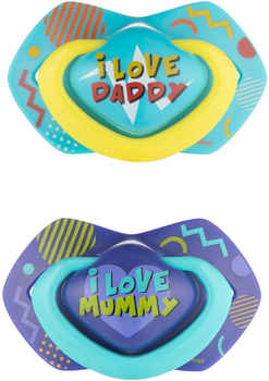 Пустушка силіконова симетрична Canpol babies Neon love 6-18 місяців 2 шт. Блакитна (22 / 653_blu)